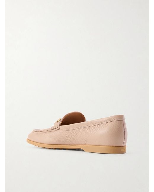 Tod's Natural Gomma Embellished Textured-Leather Loafers