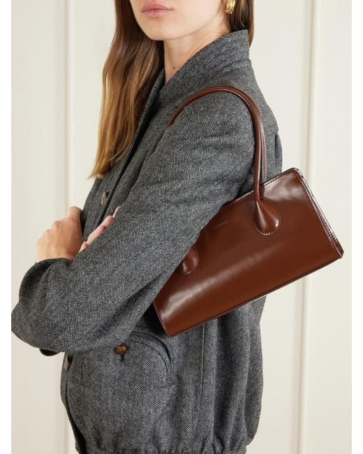 LIE STUDIO Brown The Lou Patent-Leather Bag