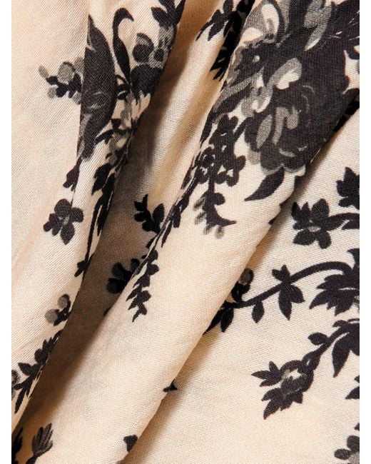 Sea Natural Joan Midikleid Aus Voile Mit Blumenprint Und Volant Zum Binden