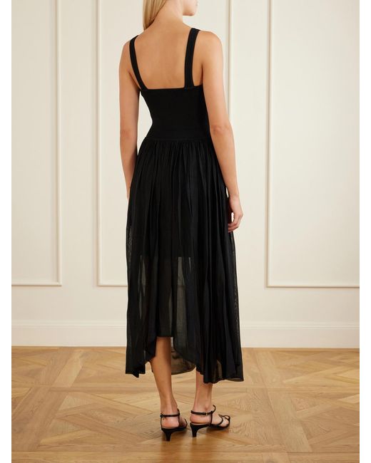 Maria McManus Black Wave Ribbed-Corset Knitted Midi Dress