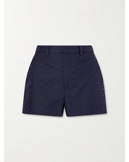 Gucci Blue Twill Jacquard Shorts