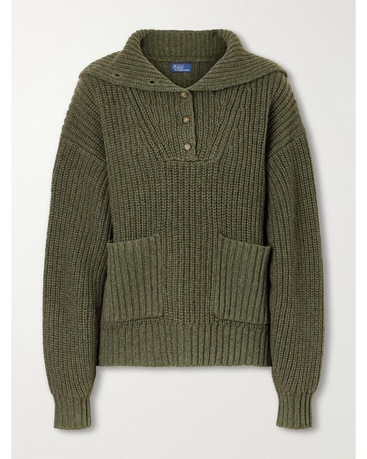 Polo Ralph Lauren Green Cotton And Wool-Blend Sweater