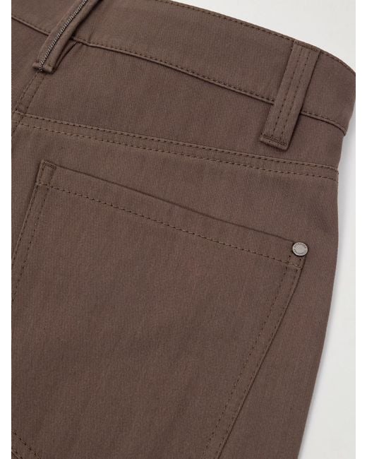 Brunello Cucinelli Brown Cropped Bead-Embellished Straight-Leg Jeans