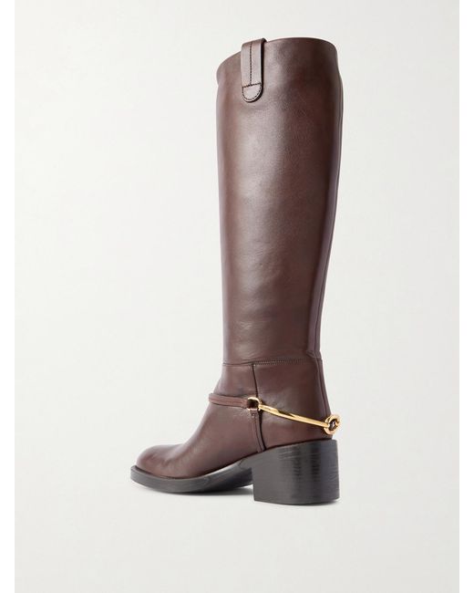 Chloé Brown Dakota Embellished Leather Knee Boots