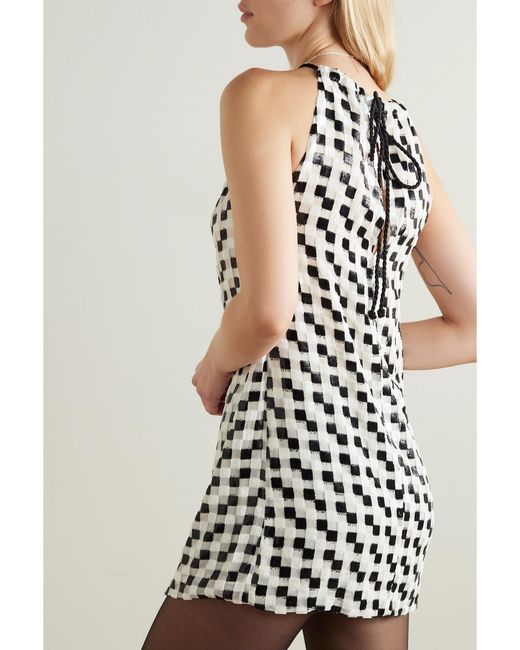 LIBEROWE White Net Sustain Flou Checked Metallic Devoré-Voile Mini Dress