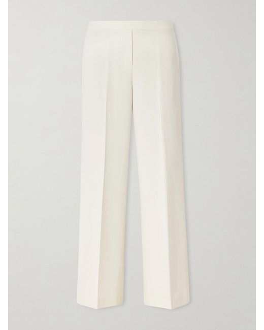 Theory White Crepe Straight-Leg Pants