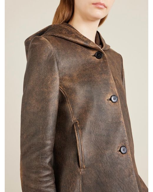 Khaite Green June Hooded Leather Jacket