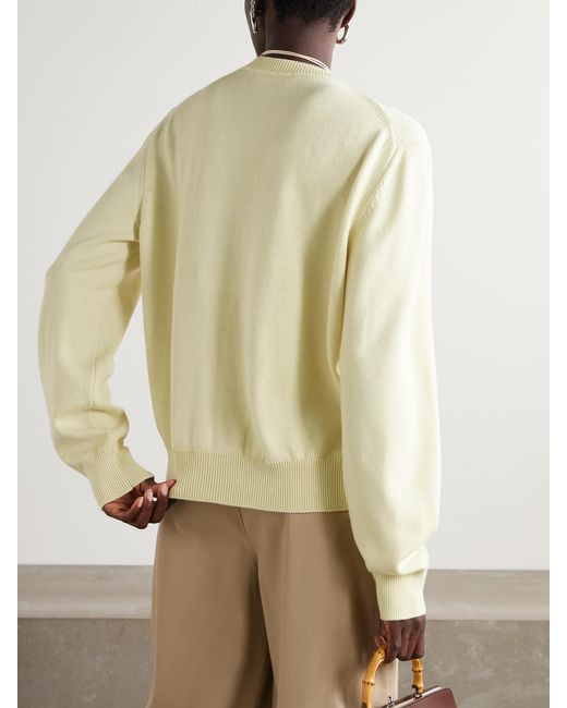 Jil Sander Natural Oversized Embroidered Wool Cardigan