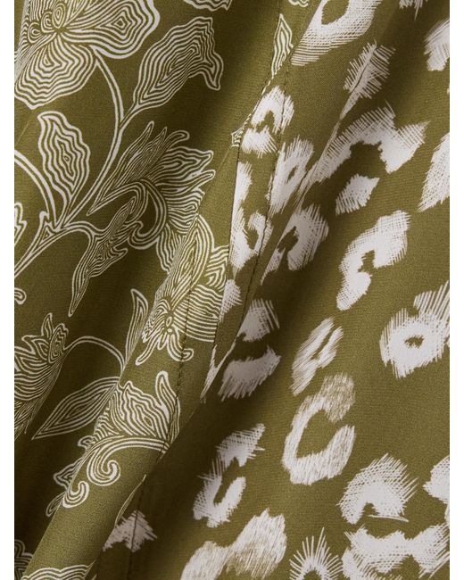 La Ligne Green Joelle Printed Silk-Charmeuse Midi Dress