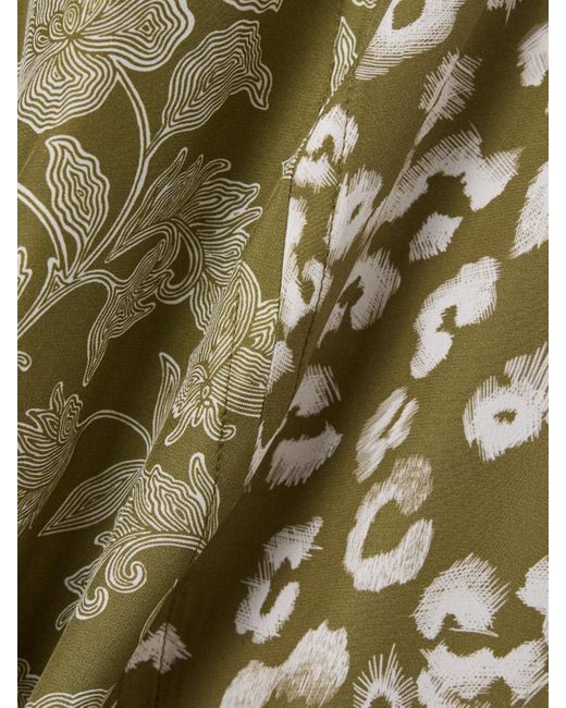 La Ligne Green Joelle Printed Silk-Charmeuse Midi Dress