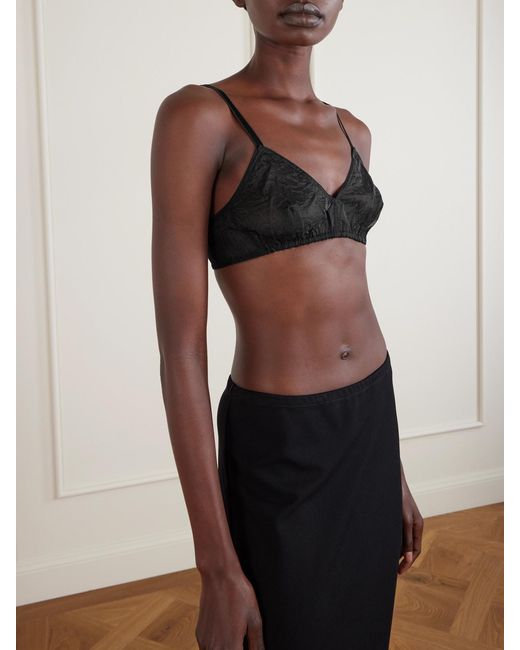 Calvin Klein Black Solen Crinkled-Organza Soft-Cup Triangle Bra