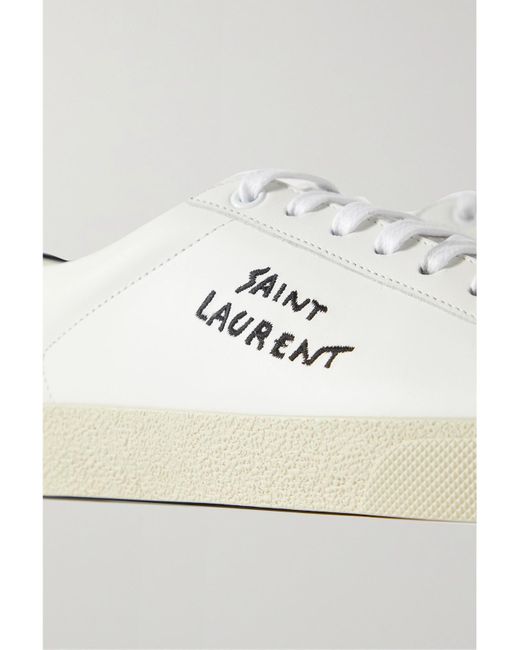 Saint Laurent Natural Court Classic Sl/06 Logo-Embroidered Leather Sneakers