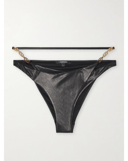 Versace Gray Bikini-Höschen Mit Verzierungen Und Cut-Out