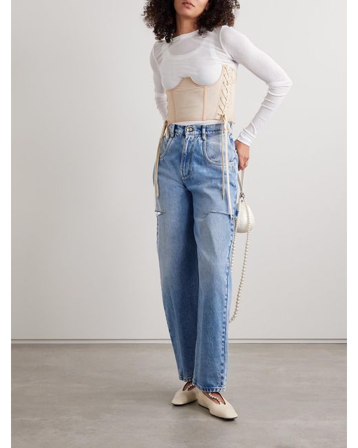 Simone Rocha White Cropped Tulle Bustier Top