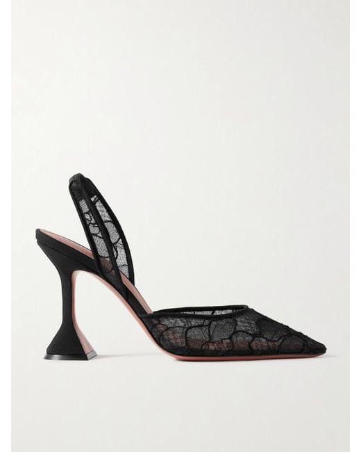 AMINA MUADDI White Holli Corded Lace Slingback Pumps