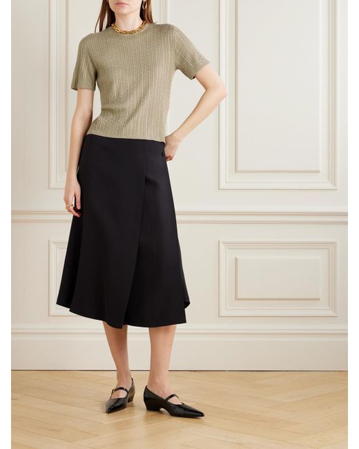 Loro Piana Natural Rimella Cable-Knit Cashmere And Silk-Blend T-Shirt