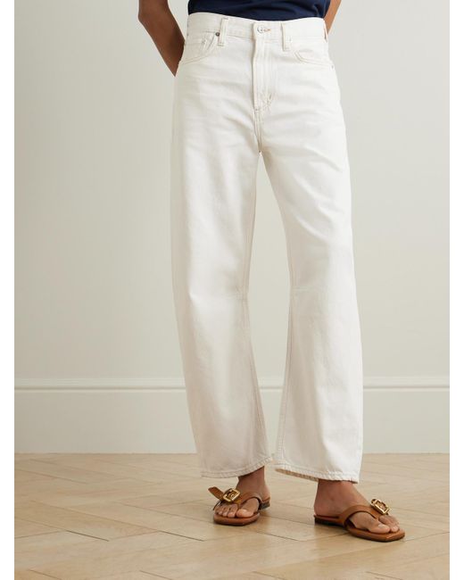Citizens of Humanity White Miro Relaxed High-Rise Barrel-Leg Jeans