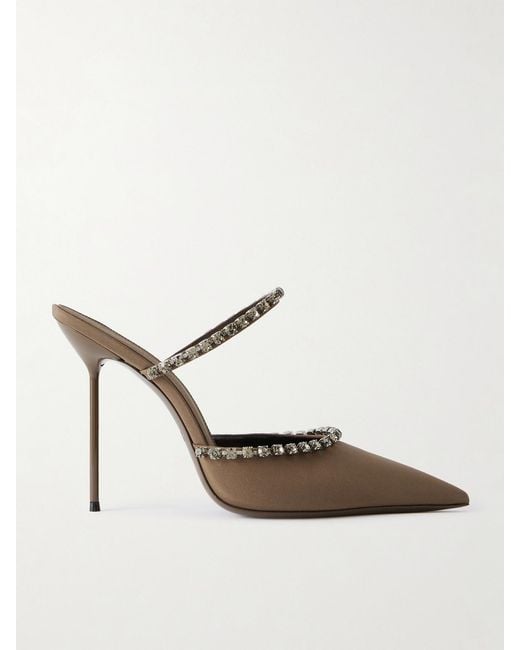 Paris Texas Brown Lidia 105 Crystal-Embellished Crepe Pumps