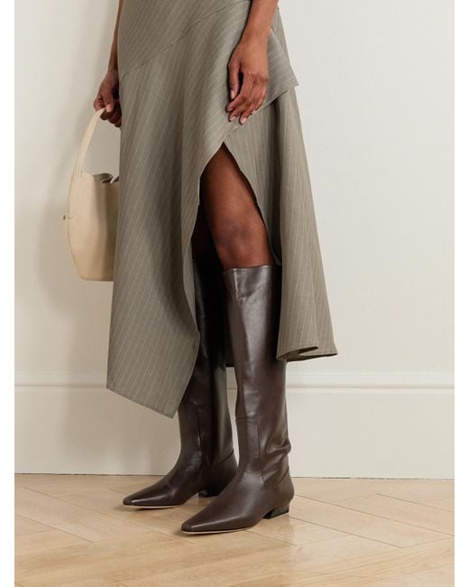 Staud Brown Wally Leather Knee Boots