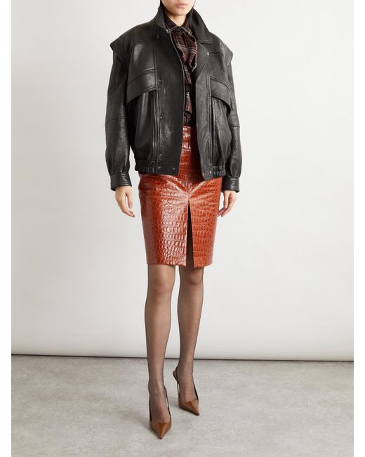 Saint Laurent Red Rock Aus Leder Mit Krokodileffekt