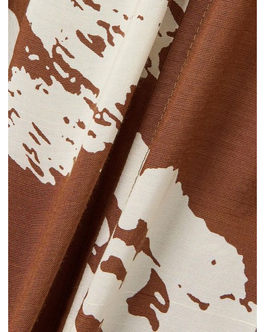 Bottega Veneta Brown Kleid Aus Einer Bedruckten Mischung Aus Seide Und Shantung-Seide Mit Troddeln
