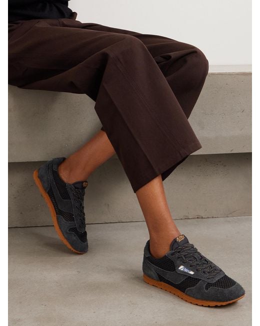 Autry Blue Windspin Suede-Trimmed Mesh Sneakers