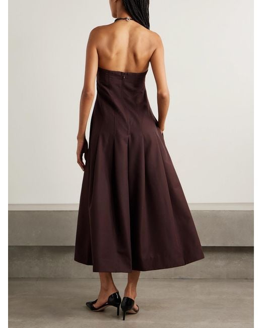 Kallmeyer Purple Maeve Pleated Wool-Blend Twill Midi Dress