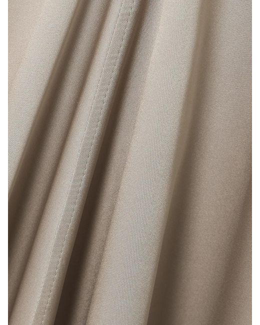 Brunello Cucinelli Natural Gathered Silk-Satin Midi Skirt