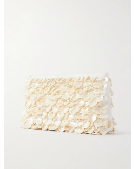 Jonathan Simkhai Natural Reese Shell Beaded Clutch