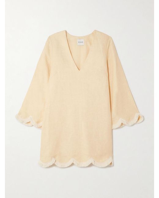 Posse Natural Essie Fringed Linen Mini Dress