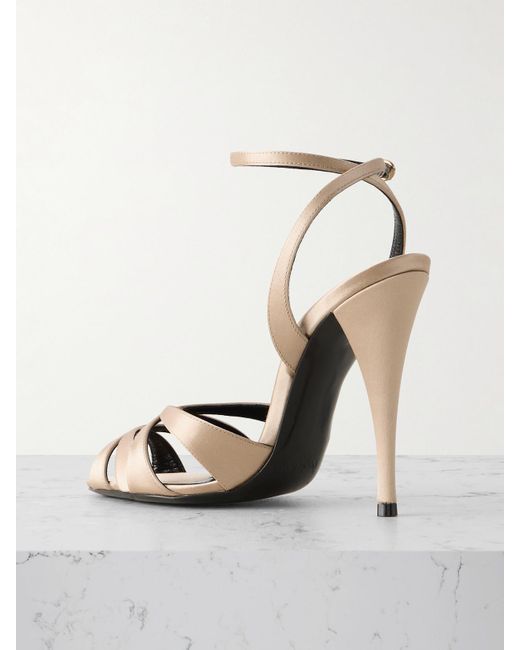 Saint Laurent Metallic Chandelle Satin Sandals