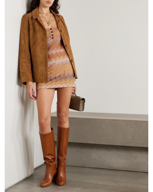 Missoni Brown Striped Metallic Crochet-Knit Tank