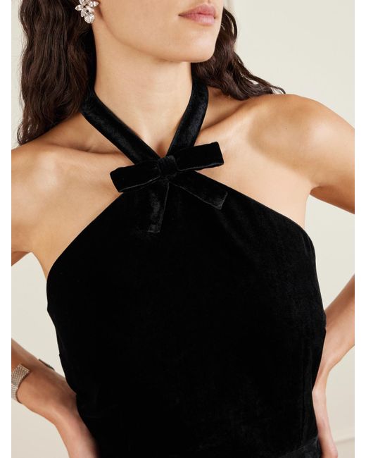 BERNADETTE Black Jolene Halterneck Velvet Maxi Dress