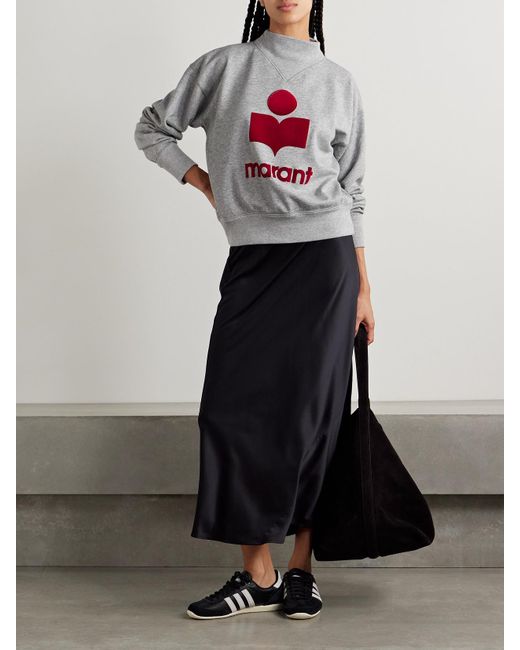 Isabel Marant Gray Moby Flocked Cotton-Blend Jersey Sweatshirt