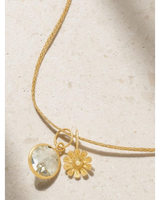 Pippa Small Natural 18-Karat, Cord Aquamarine Necklace