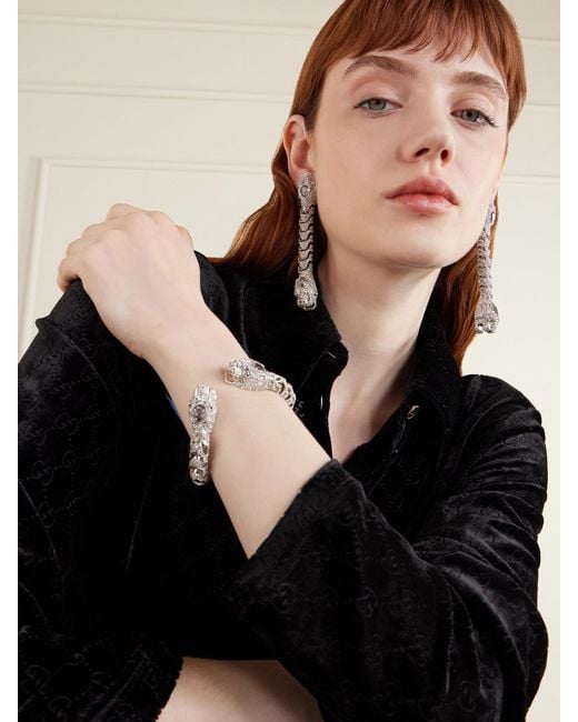 Gucci White Dionysus-Tone And Crystal Cuff