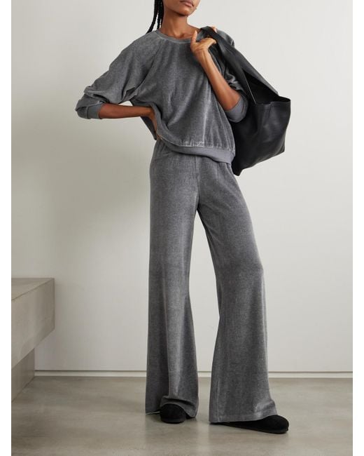 Suzie Kondi Gray Zephyra Jogginghose Mit Weitem Bein Aus Velours Aus Einer Baumwollmischung