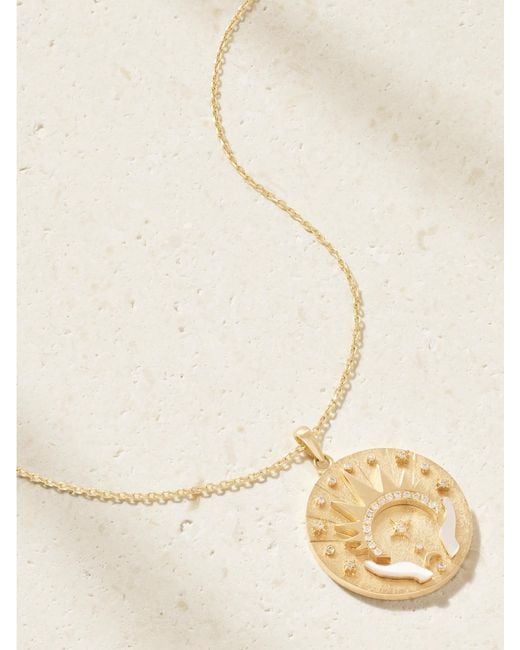 L'Atelier Nawbar Natural Let There Be Light 18-Karat, Diamond And Mother-Of-Pearl Necklace