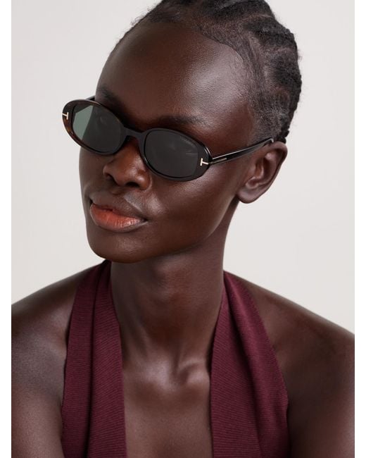 Tom Ford Black Iggy Oval-Frame Acetate Sunglasses