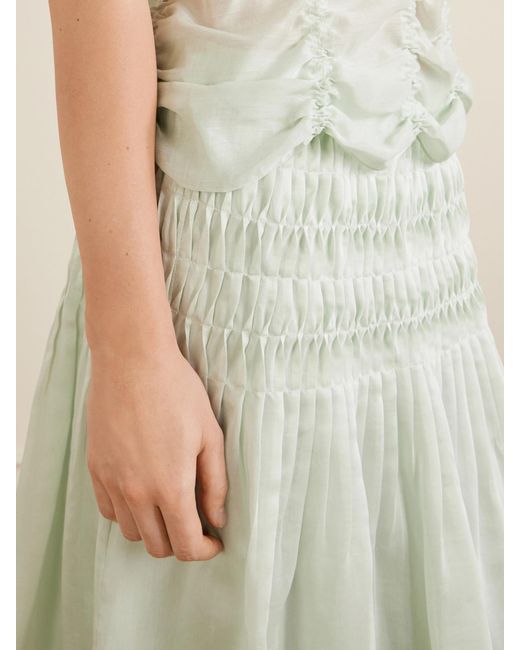 Khaite White Florence Shirred Lyocell And Silk-Blend Skirt