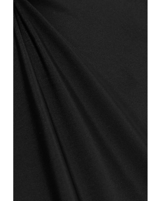 Emilio Pucci Black Open-Back Cropped Silk-Trimmed Stretch-Crepe Top