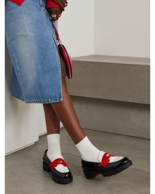 Christian Louboutin Black Penny Lug Donna Patent Leather Loafers