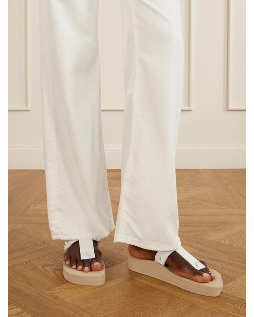 Christen Natural Edge Lizard-Effect Leather Flip Flops