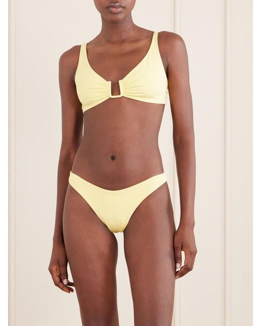 Away That Day Metallic Palma Gathered Bikini Top