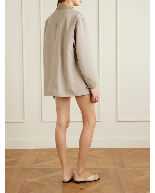 Auralee Natural Leather-Trimmed Wool-Canvas Jacket