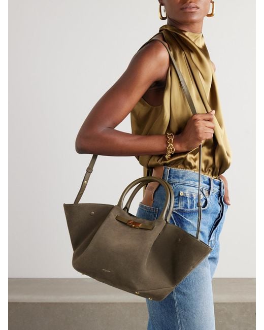 DeMellier London Green New York Tote Aus Veloursleder Mit Lederbesätzen