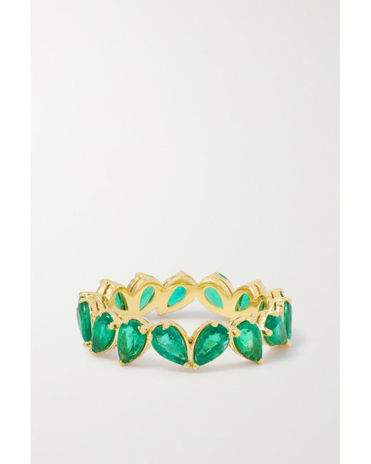 Octavia Elizabeth Green Net Sustain Nesting Gem 18-Karat Recycled Emerald Ring