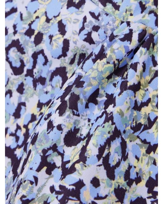 Kika Vargas Blue Rossy Strapless Gathered Printed Twill Mini Dress