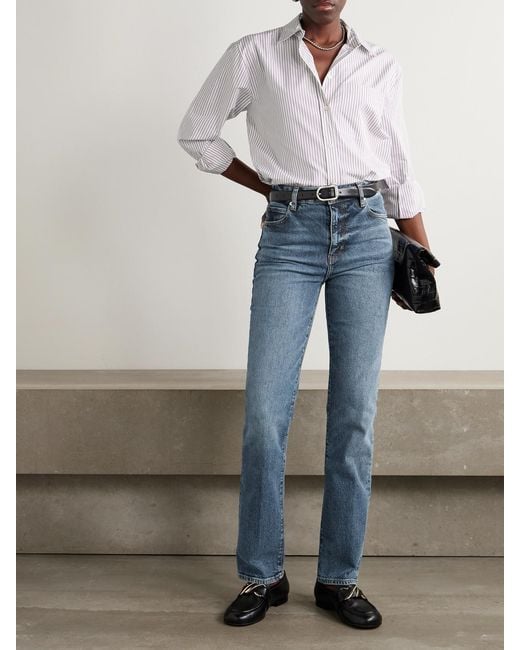 FRAME Pink Striped Cotton-Poplin Shirt