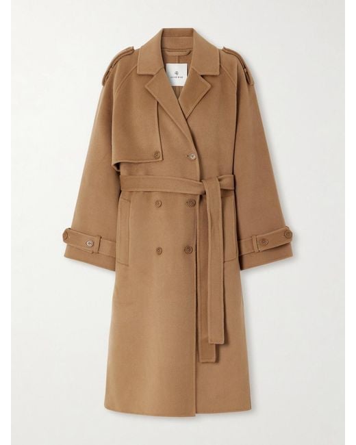 Anine Bing Natural Rickie Wool And Cashmere-Blend Trench Coat